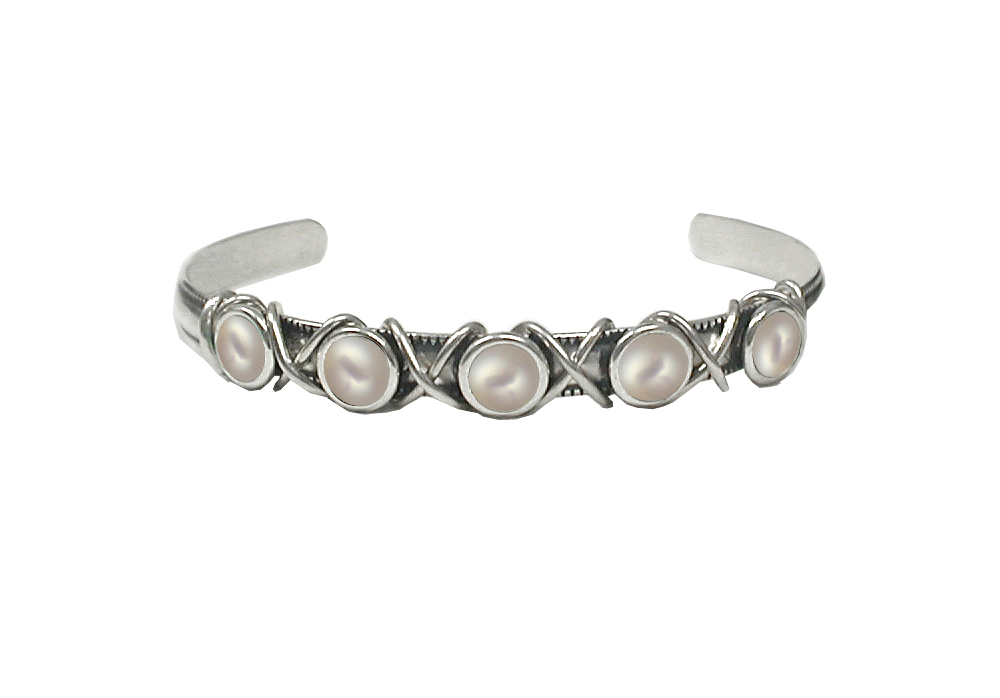 Sterling Silver Cuff Bracelet With Cultured Freshwater Pearl